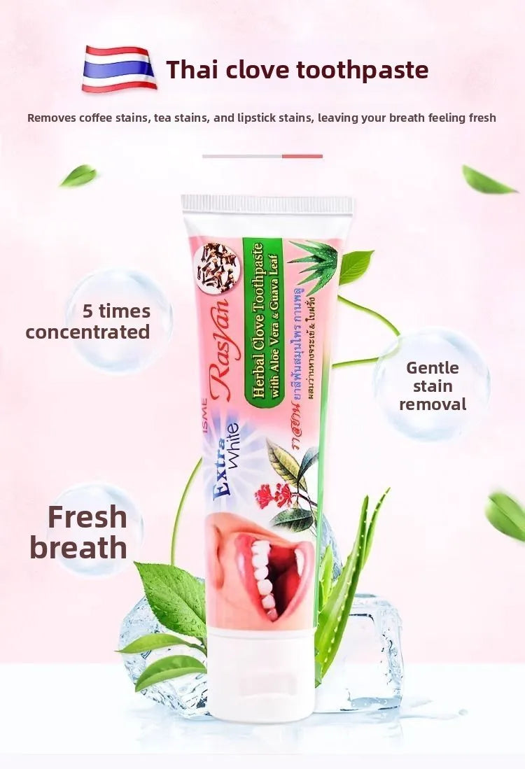 Tidesmit RASYAN herbal teeth whitening toothpaste for removing yellow stains and bad breath.