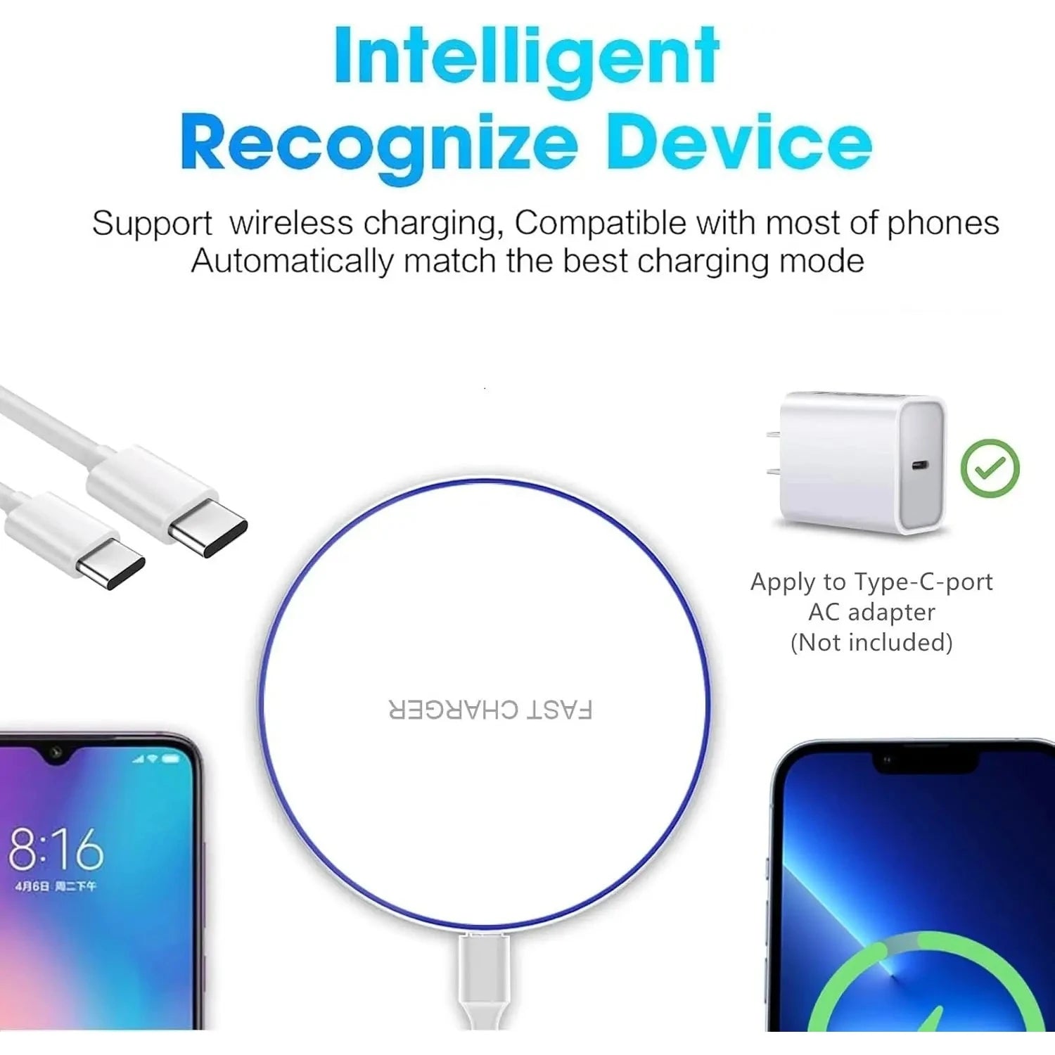 Wireless Charger Pad - Qi Certified Fast Charging Station Tidesmit