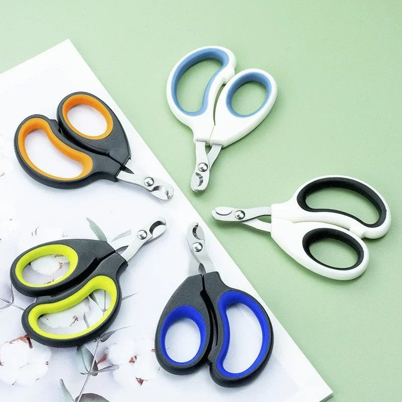 Colorful stainless steel pet nail clippers for easy, professional cat and dog grooming and safe claw trimming.