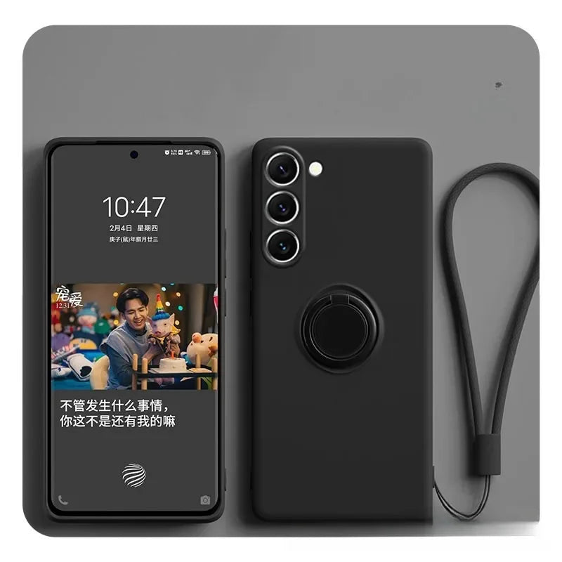 Magnetic Silicone Phone Case for Galaxy S25 with Ring Stand Tidesmit