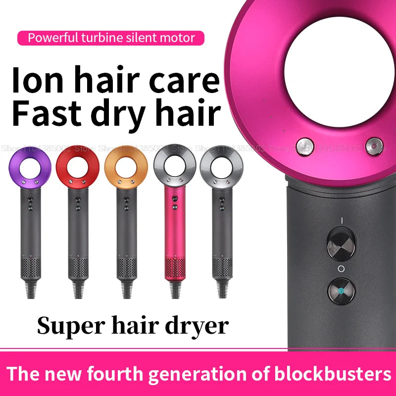 Professional leafless negative ion hair dryer set in multiple colors for fast, powerful salon-quality drying.