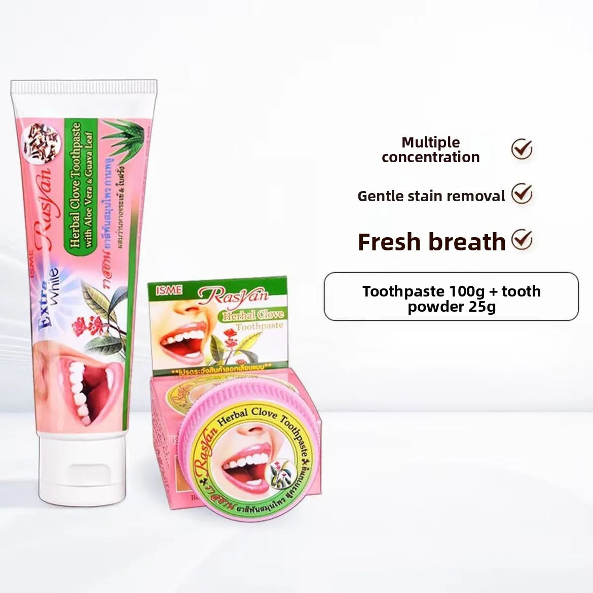 Tidesmit RASYAN herbal whitening toothpaste for removing yellow tooth stains and bad breath