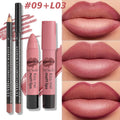 Professional 2pcs matte lip liner and lipstick kit in dusty rose with buildable, waterproof, long-wear coverage.