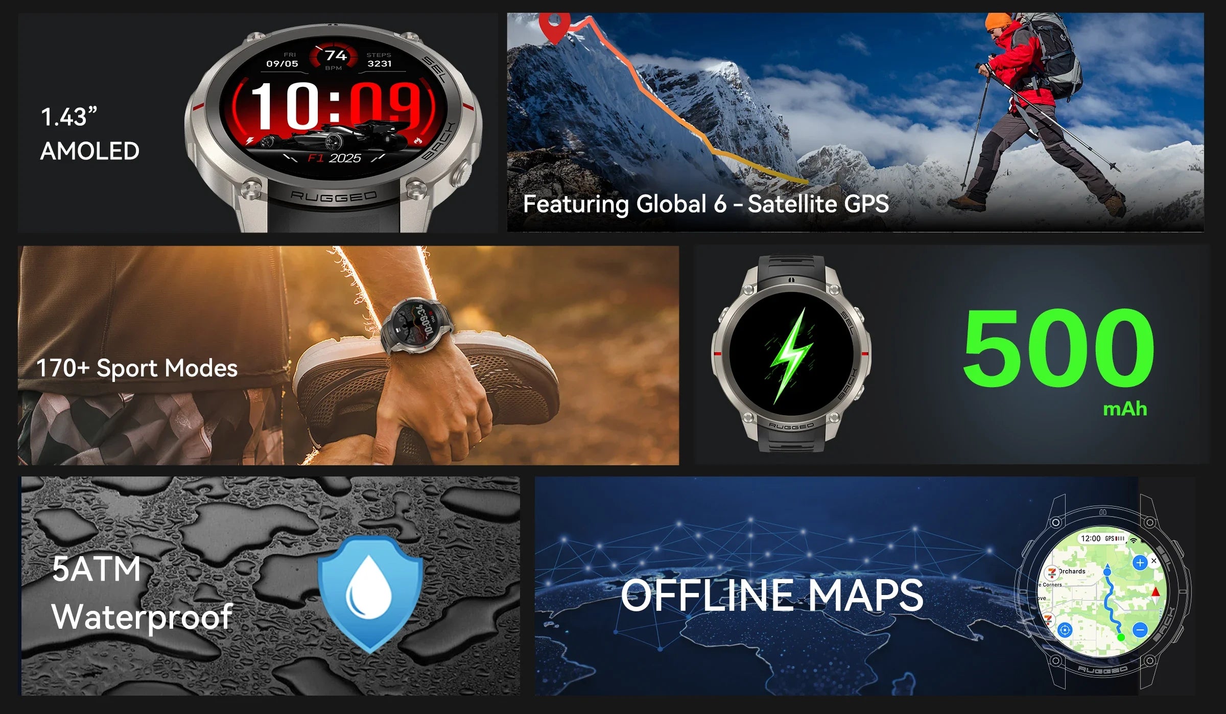 2026 New Outdoor GPS Smart Watch Map Compass Navigation 5ATM Waterproof Bluetooth Call 100+Sport Mode Men AMOLED HD Smart Watch