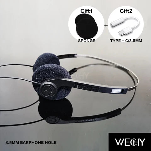 Retro Wired Headphones with Microphone - Lightweight Over-Ear Design Black-add-Android Tidesmit