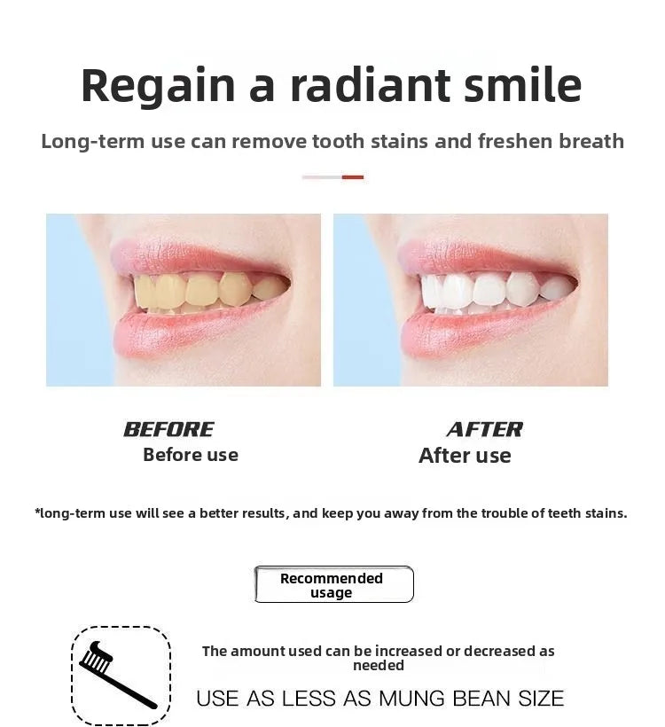 Tidesmit RASYAN herbal whitening toothpaste for removing tea and smoke stains and repairing gum health.