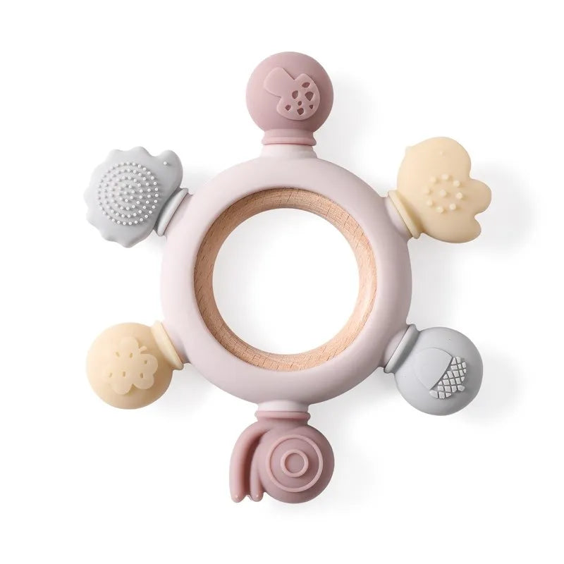 1Pcs Food Grade Baby Silicone Teether Toy Cartoon Car Nursing Teething Ring BPA Free Newborn Health Molar Chewing Accessorie Toy