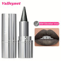 Metallic black glitter lipstick in shade 06 Obsidian Void, long-lasting waterproof shimmer lip makeup with chrome finish.