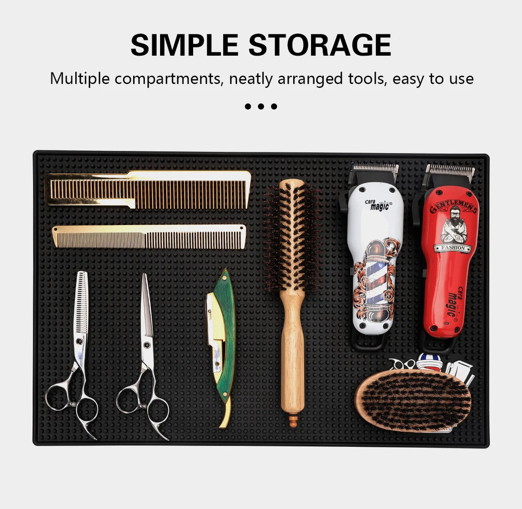 Barber Station Mat | Non-Slip Heat-Resistant Hair Tool Organizer Massage Chairs Tidesmit