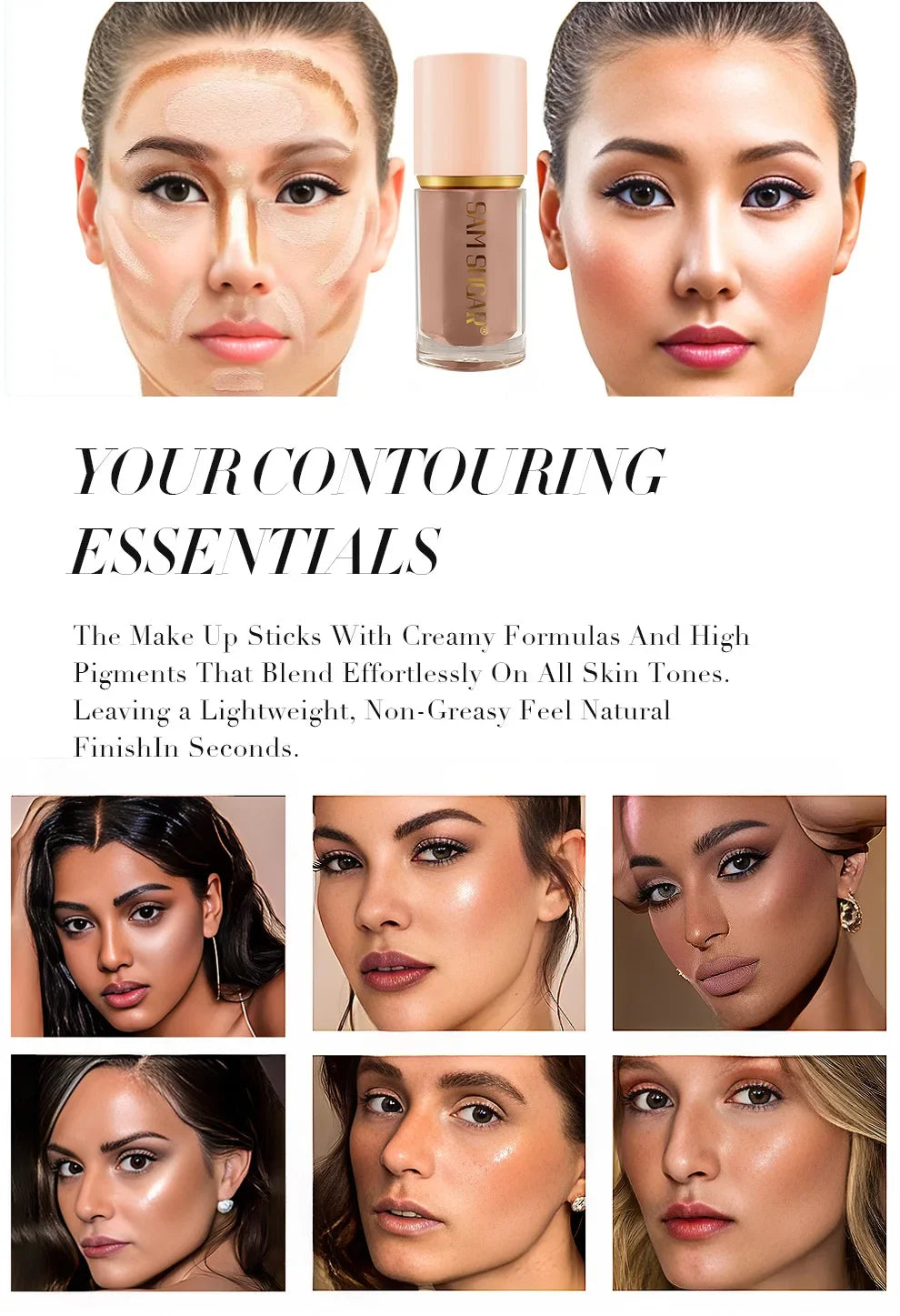 Tidesmit 2026 Beauty Glazed 2 Color Liquid Contouring shade swatch for matte V-face shaping and waterproof makeup