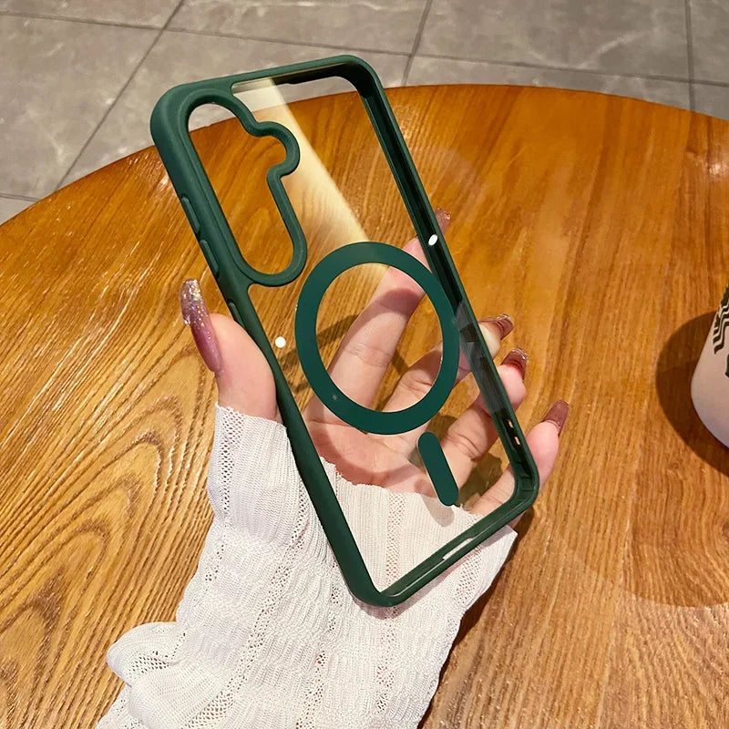 Magnetic Wireless Charging Phone Case for Samsung - Shockproof Cover Green Tidesmit