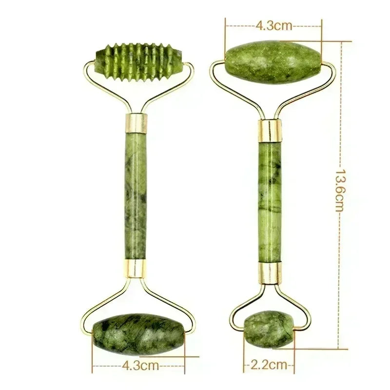 Jade Roller and Gua Sha Set for Facial Lifting | Green Stone Massage Tool Body Shaping Massage Equipment Tidesmit