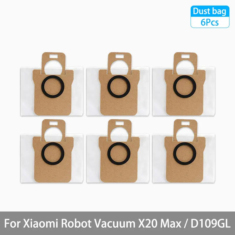 Tidesmit replacement parts kit for Xiaomi Robot Vacuum X20 Max including brushes, HEPA filters, mops, and dust bags.