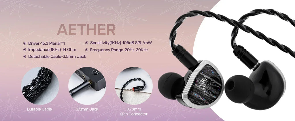Kiwi Ears Aether Planar IEMs: 15.3mm Driver Gaming Audio | Tidesmit Tidesmit