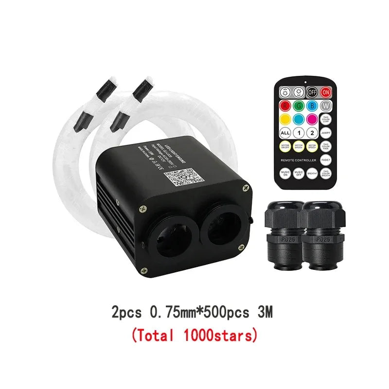 Tidesmit RGB Car Roof Star Light Kit with App Control Fiber Optic System 2pcs 0.75 500pcs 3M Tidesmit