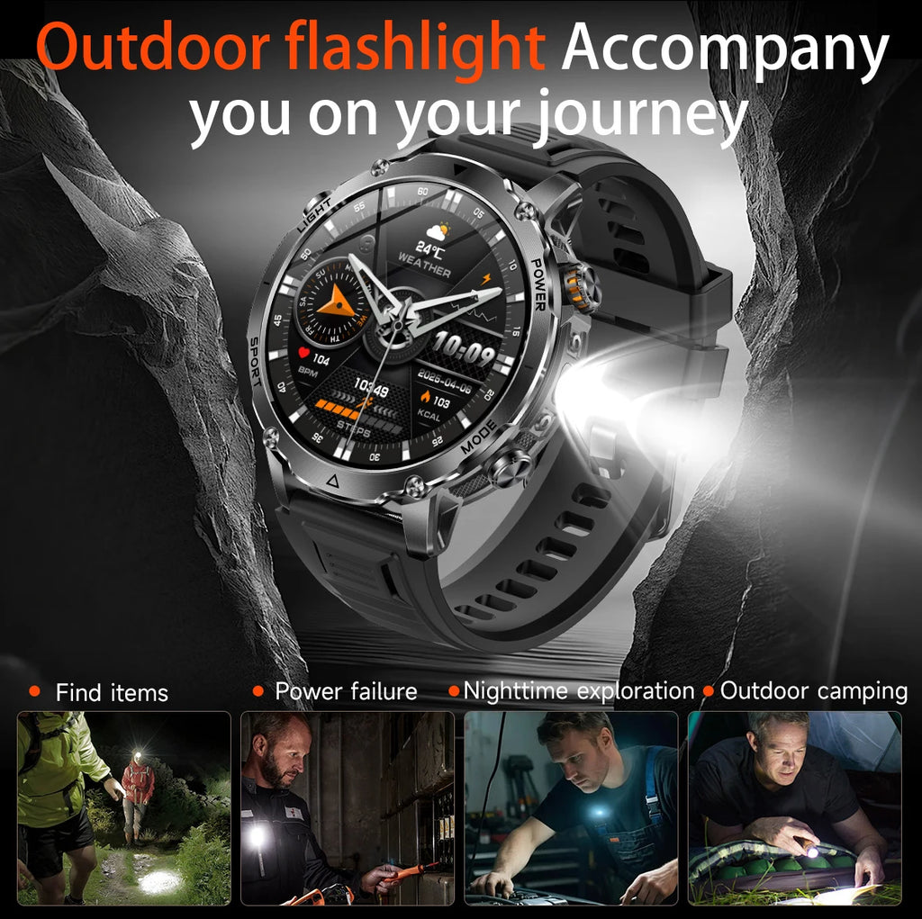 LIGE TANK Ultra Military Smart Watch 1400mAh Battery 10ATM Waterproof Heart Rate LED Flashlight Sports Bracelet Men Smartwatch