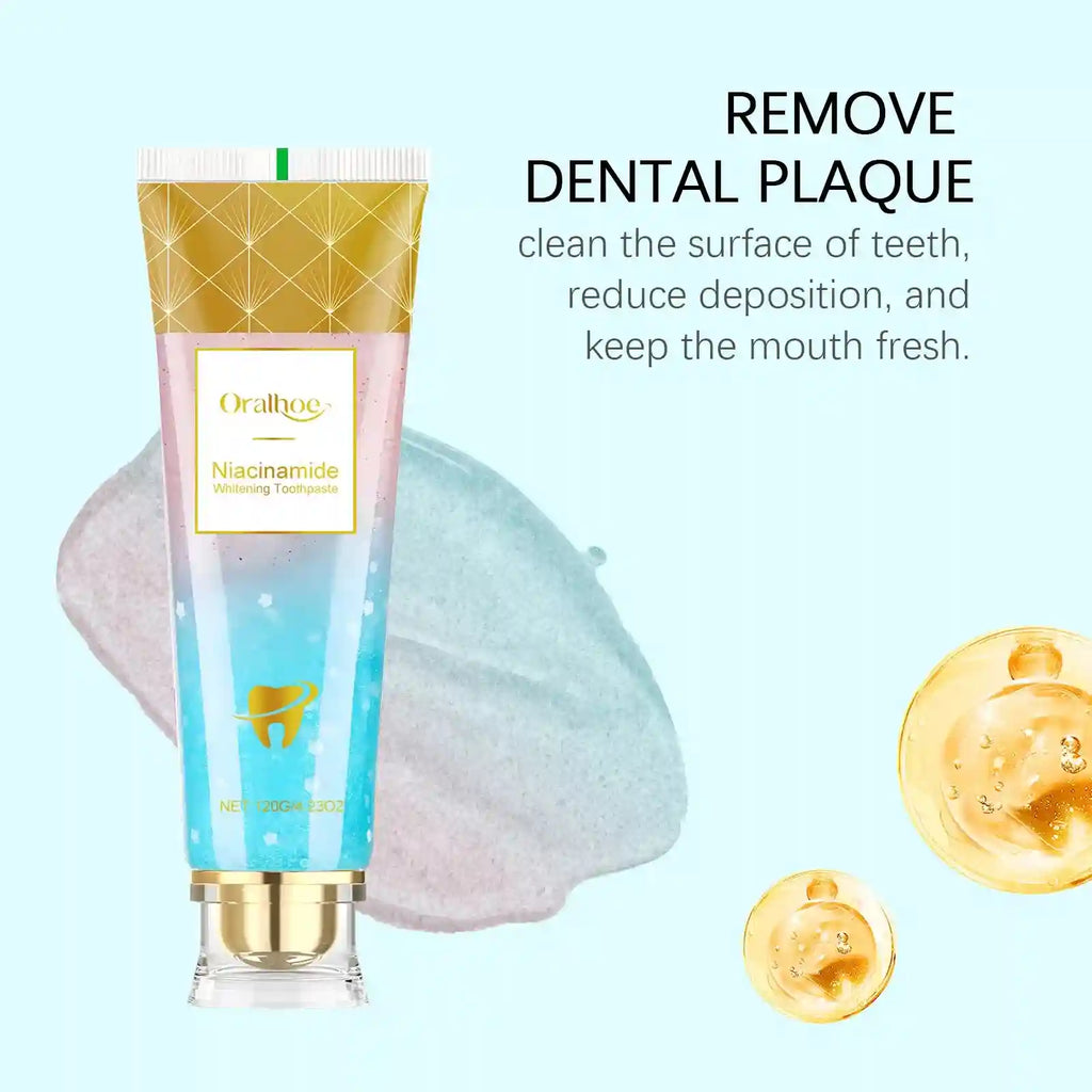 Tidesmit Nicotinamide whitening toothpaste for plaque removal and bright teeth oral health care.