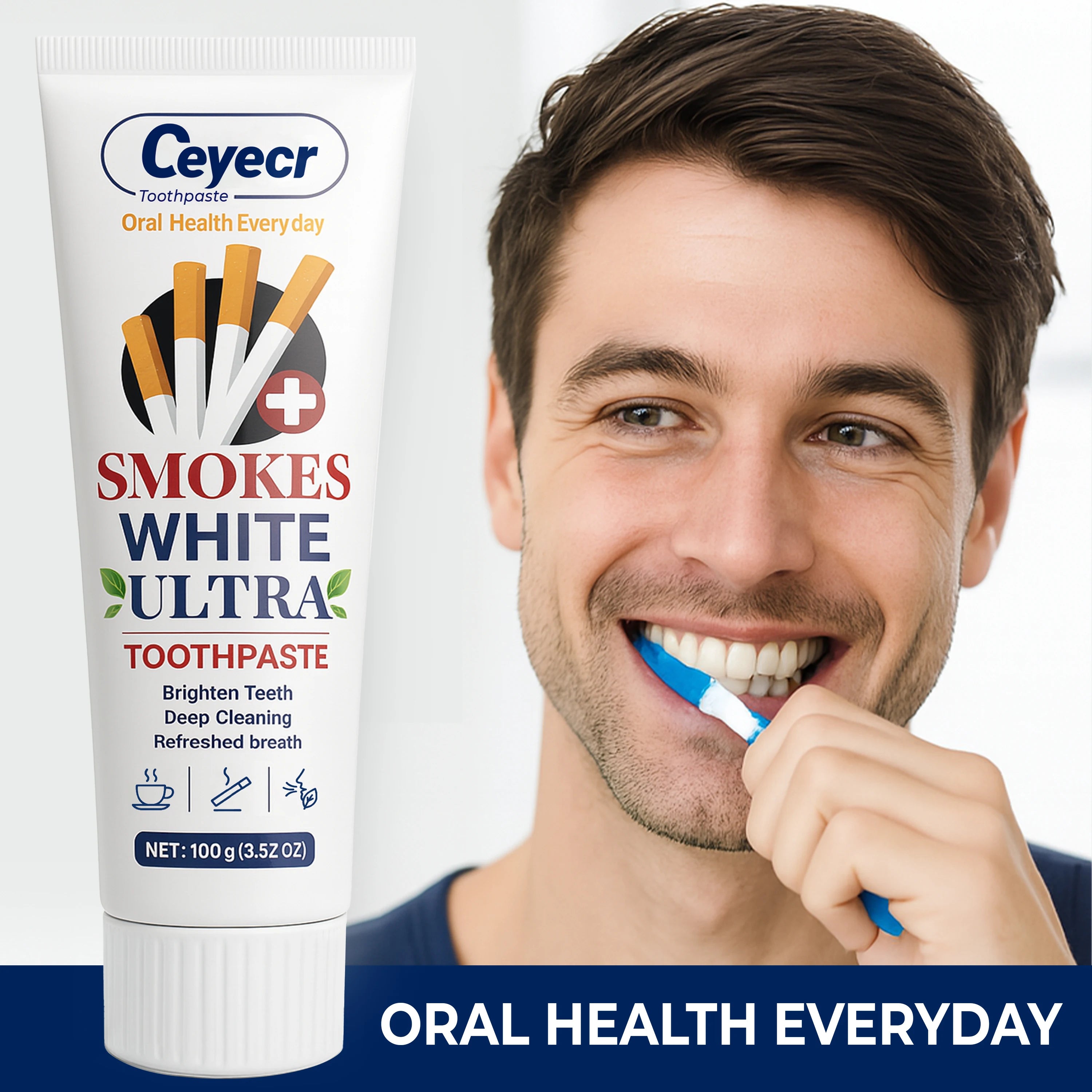 Tidesmit Smokers Toothpaste for whitening yellow teeth and removing cigarette stains for fresh breath