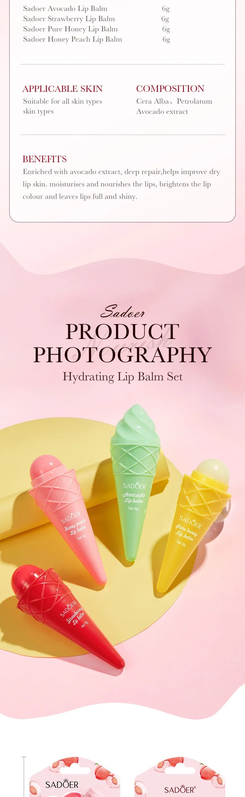 Moisturizing Lip Balm for Dry Lips - Cruelty-Free Nourishing Formula Lip Care Tidesmit