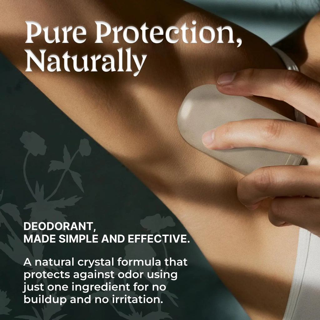 Tidesmit Natural Crystal Potassium Alum Deodorant Stick, vegan aluminum-free solid with 24-hour odor protection.