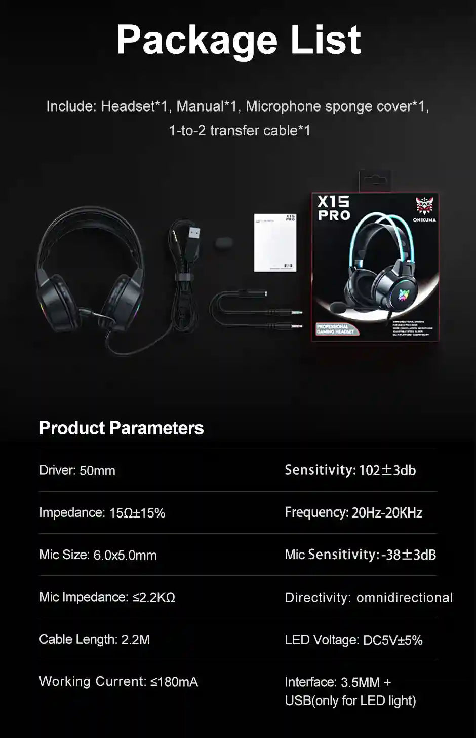 Gaming Headset with Mic - Wired RGB Over-Ear Headphones by Tidesmit Tidesmit