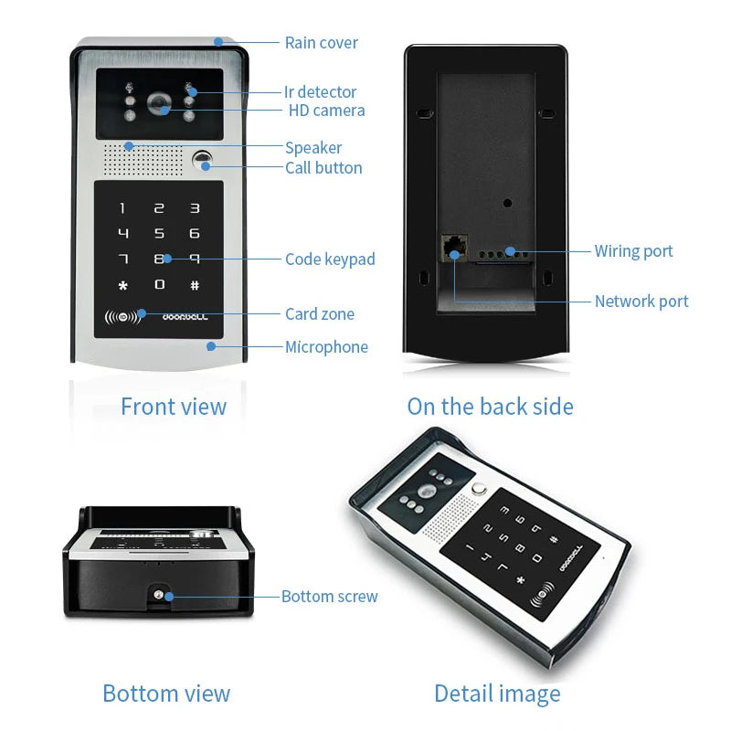 2MP 1080P Tuya APP WIFI Rifd Password TCP/IP Video Door Phone Wide Angle Intercom Visual Doorbell  Door Entry Camera