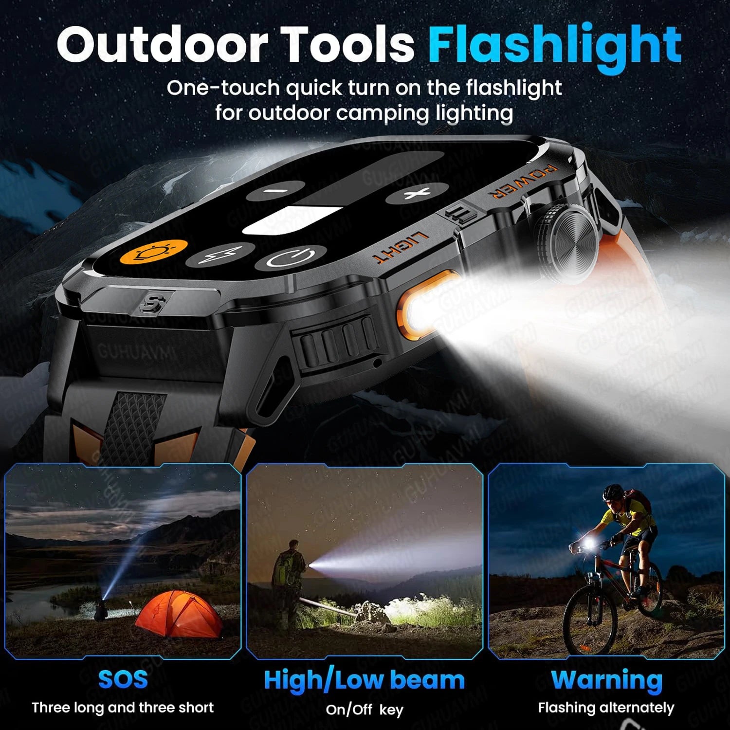 2026New Outdoor Military Men's Smartwatch, Equipped With GPS LED Lighting, Compass, Wireless Communication IP68 Waterproof Watch