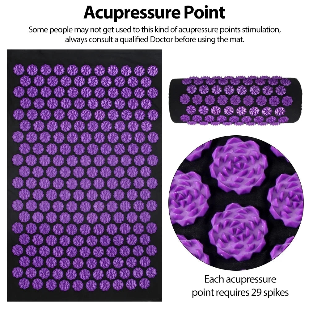 Acupressure Mat and Pillow Set for Muscle Relief - Tidesmit Back Massage Instrument Tidesmit