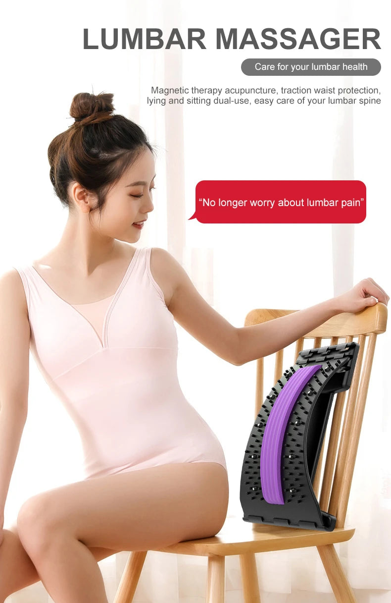Back Stretcher for Lumbar Pain Relief - Ergonomic Muscle Support Device Back Massage Instrument Tidesmit