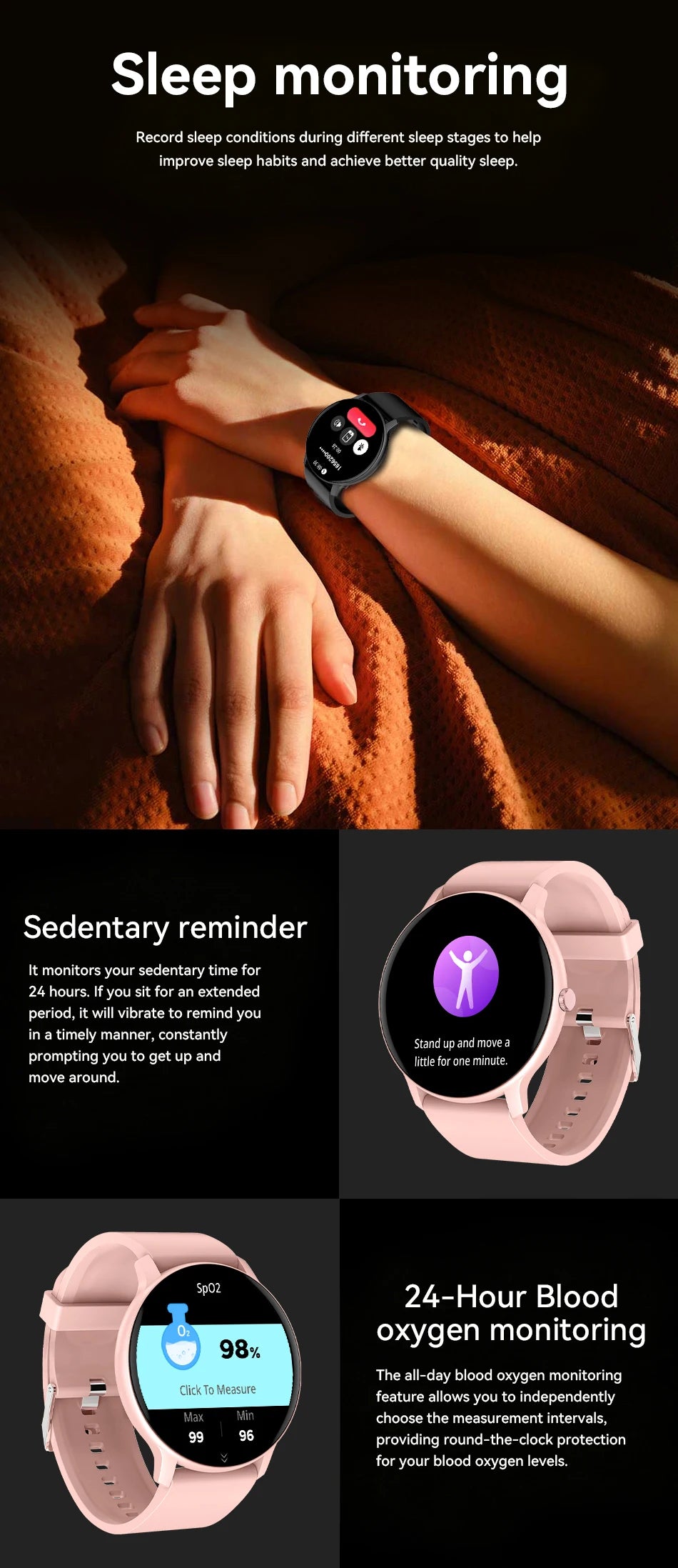 New Smart Watch 1.26" HD Smartwatch for iOS Android Answer/Make Call 100+ Sport Fitness Tracker Heart Rate Monitor Smart Watches