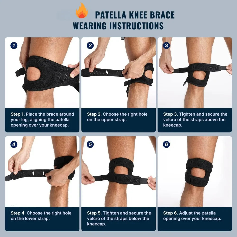 Patella Knee Brace for Women Men,Patellar Tendon Support Strap for Arthritis Tendonitis Running  Knee Hiking Basketball-1 pair