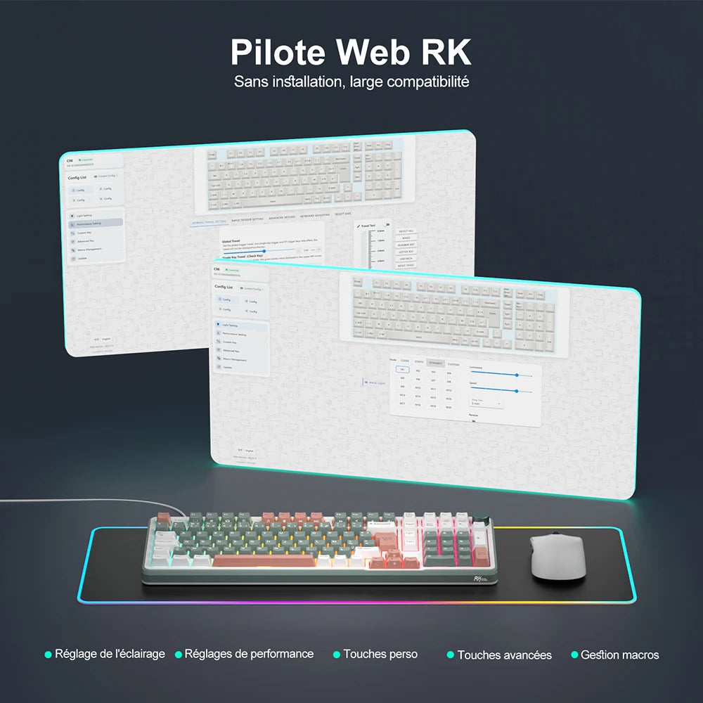 RK ROYAL KLUDGE RK C98 Magnetic Keyboard 0.01mm Rapid Trigg 8K SOCD/Rs 0.125ms PBT RGB Wired Mechanical Esports Gaming Keyboard