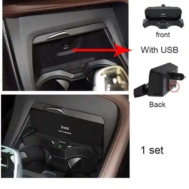 Wireless Charger for BMW X1 F48 F49 X2 F39 Qi Certified Charging Pad With USB Tidesmit