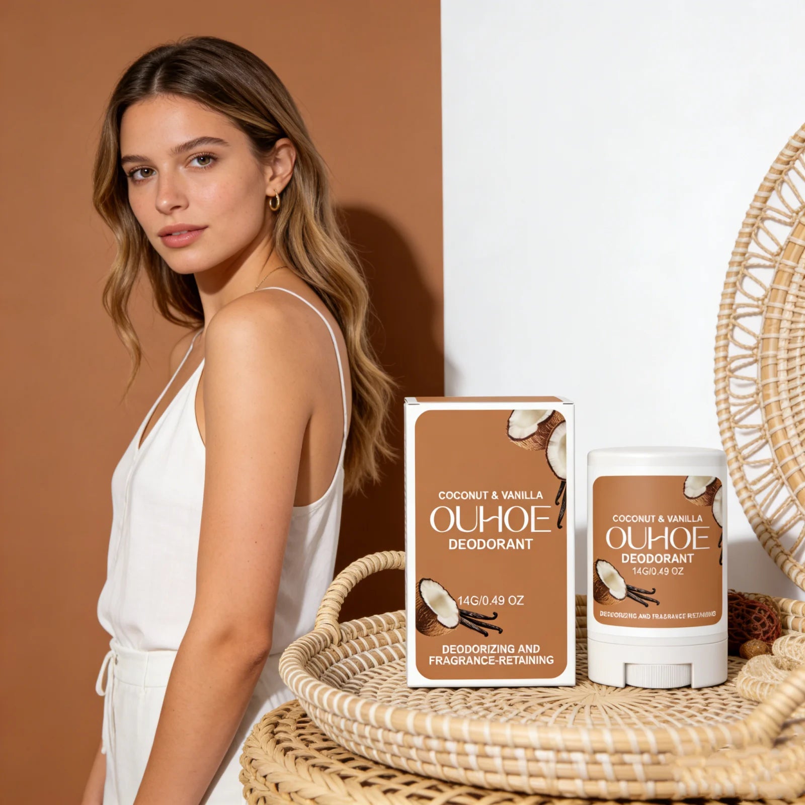 Tidesmit coconut vanilla deodorant stick for long-lasting underarm odor control and refreshing fragrance.