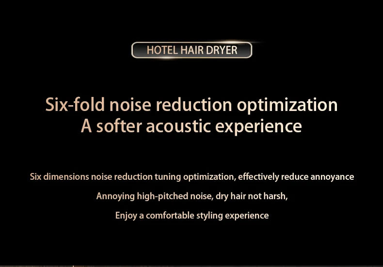 HOMEFISH quiet wall-mounted hotel hairdryer with six-fold noise reduction technology for a peaceful styling experience.