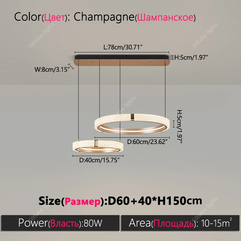 Modern Round LED Ring Light – Adjustable Minimalist Pendant 40-80cm Type E 60cm 40cm Tidesmit