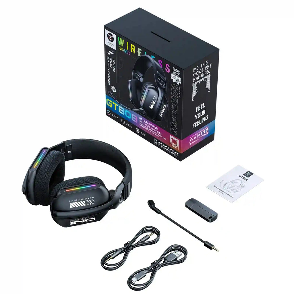Wireless Gaming Headset: Tri-Mode Bluetooth 2.4G for PC & PS5 (GT808) Tidesmit