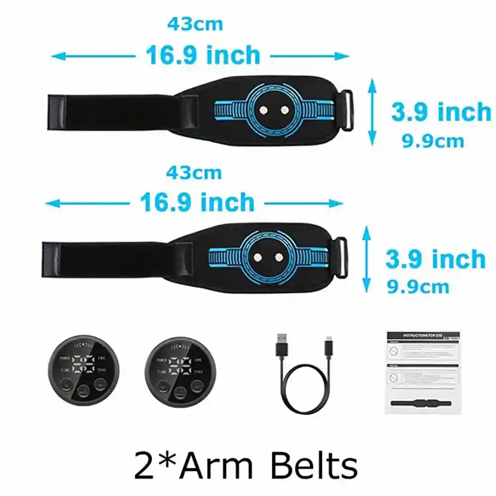 EMS Muscle Stimulator Belt | Rechargeable Electric Abdominal Trainer Massage Roller Arm Belt USB Charging Tidesmit