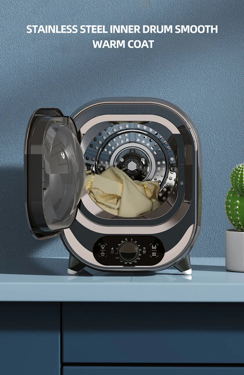 Tidesmit portable electric clothes dryer with smart sterilization features shown from a side detail angle