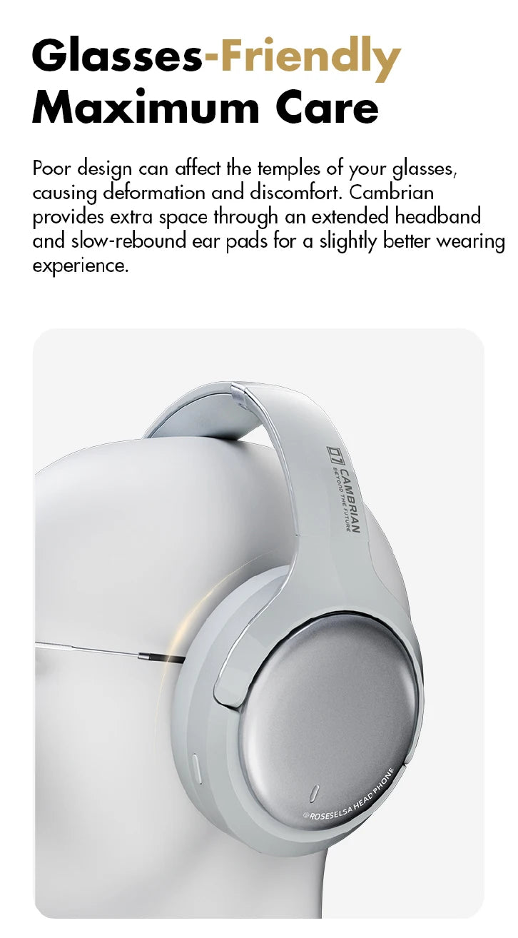 Wireless Noise Cancelling Headphones Over-Ear - Studio Audio White Tidesmit