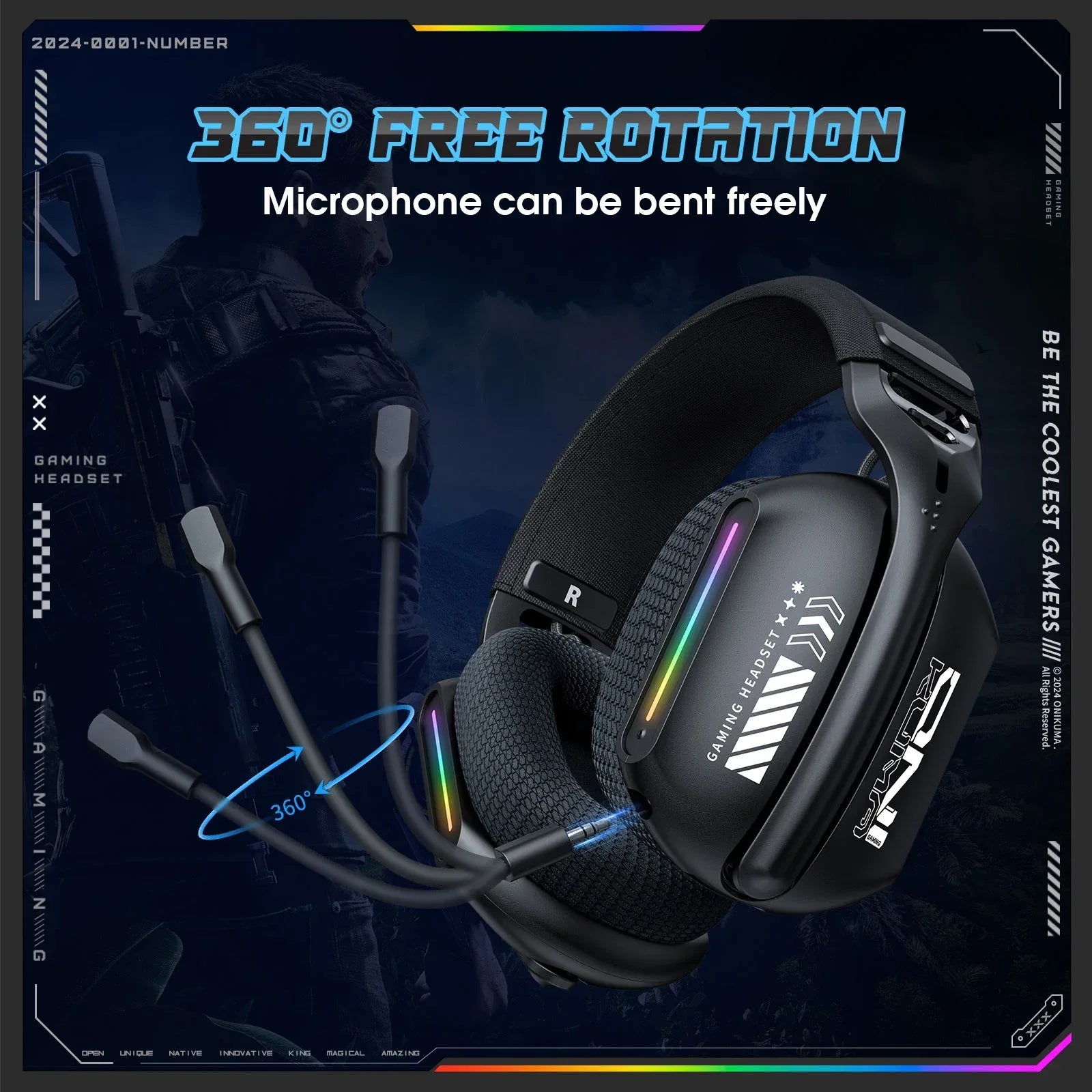 Wireless Gaming Headset Tidesmit GT808 Bluetooth RGB Mic Tidesmit