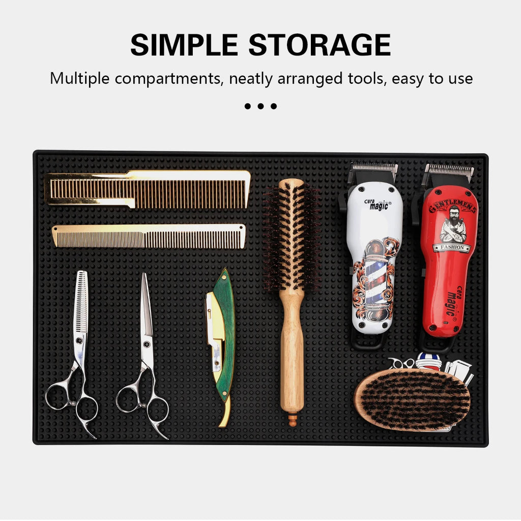 Barber Station Mat | Non-Slip Heat-Resistant Hair Tool Organizer Massage Chairs Tidesmit