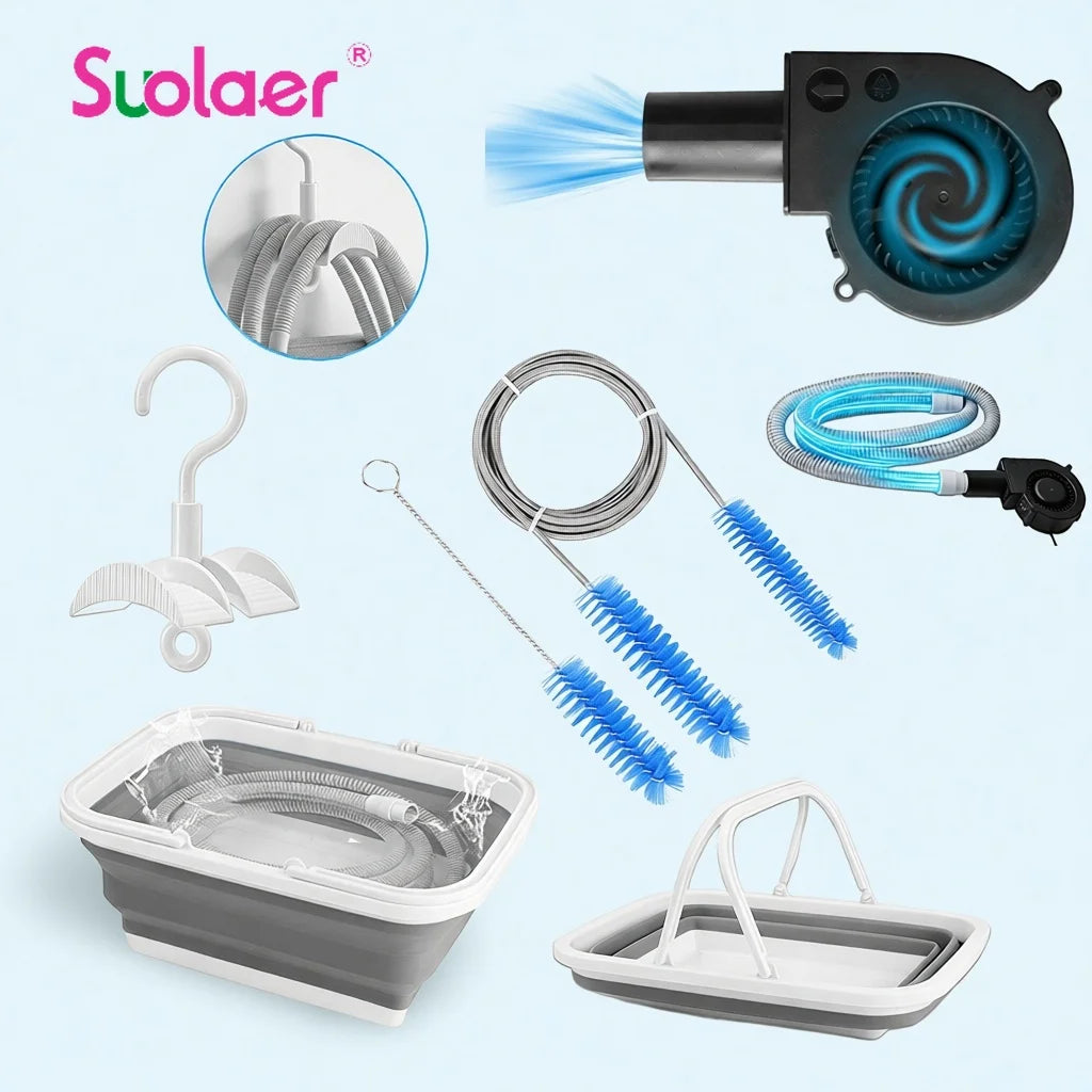 4 Pack CPAP Cleaning Kit for Hose & Mask, with Cpap Hose Dryer, Collapsible Wash Basin & Hose Hanger, Universal Cleaning Brush