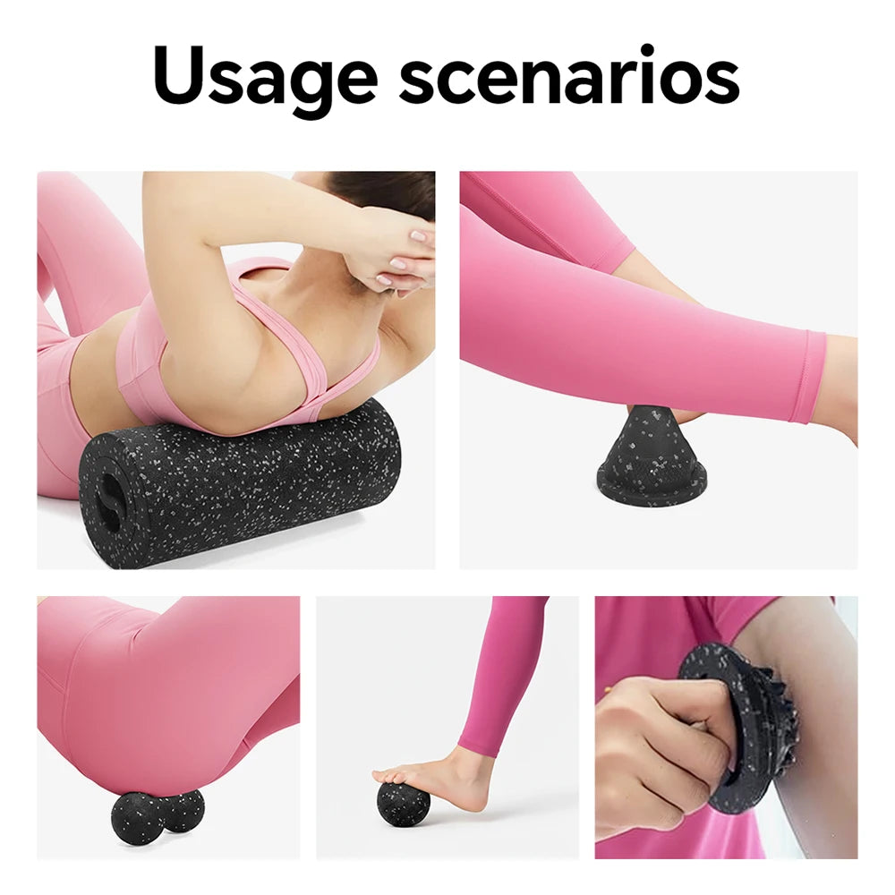 Vibrating Foam Roller Set: 5-in-1 Deep Tissue Muscle Recovery Kit Back Massage Instrument Tidesmit