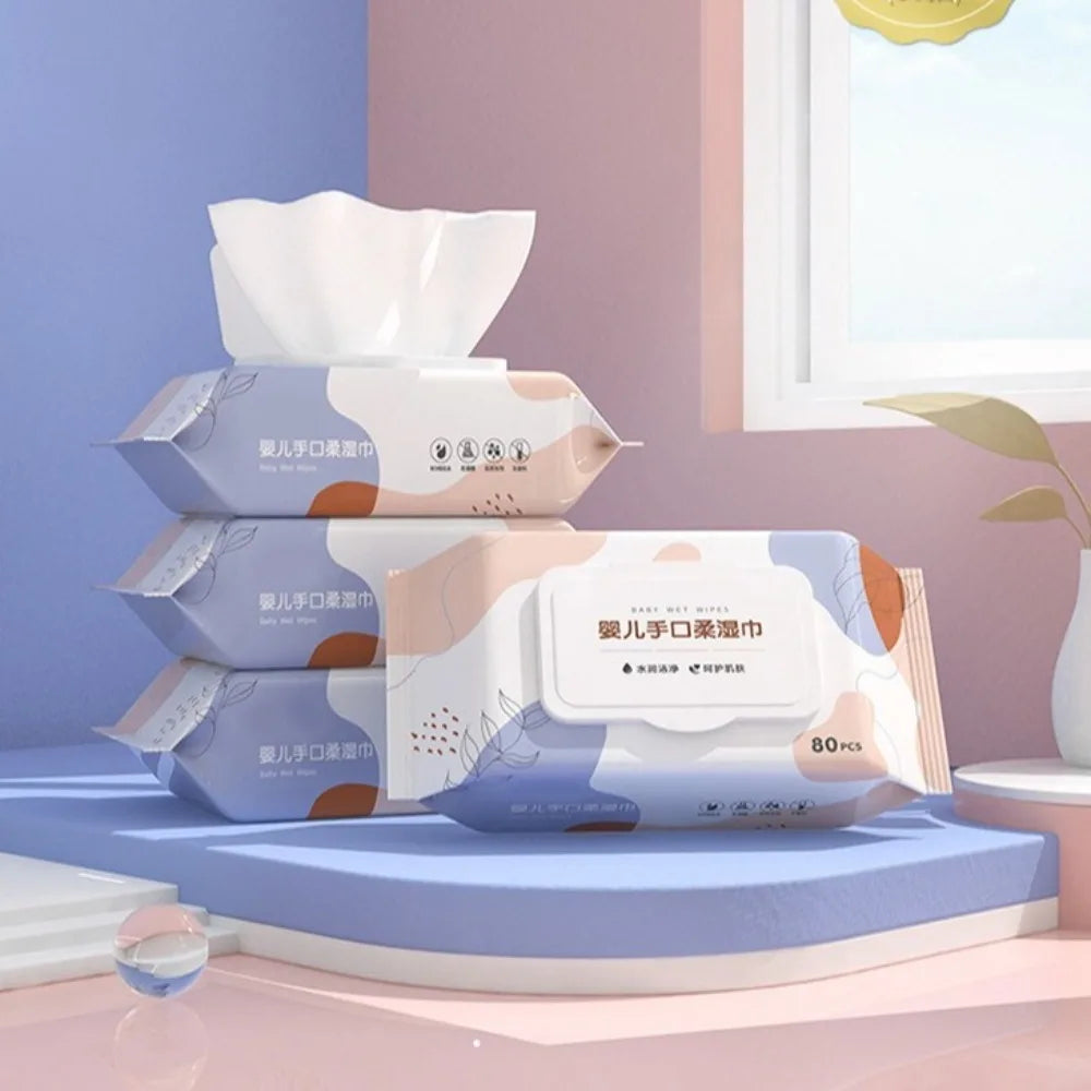 80pcs/bag New Multipurpose Baby Wet Wipes Large Size Gentle Cleaning Cleaning Wipes Soft Texture Wet Wipes Paper Baby Care