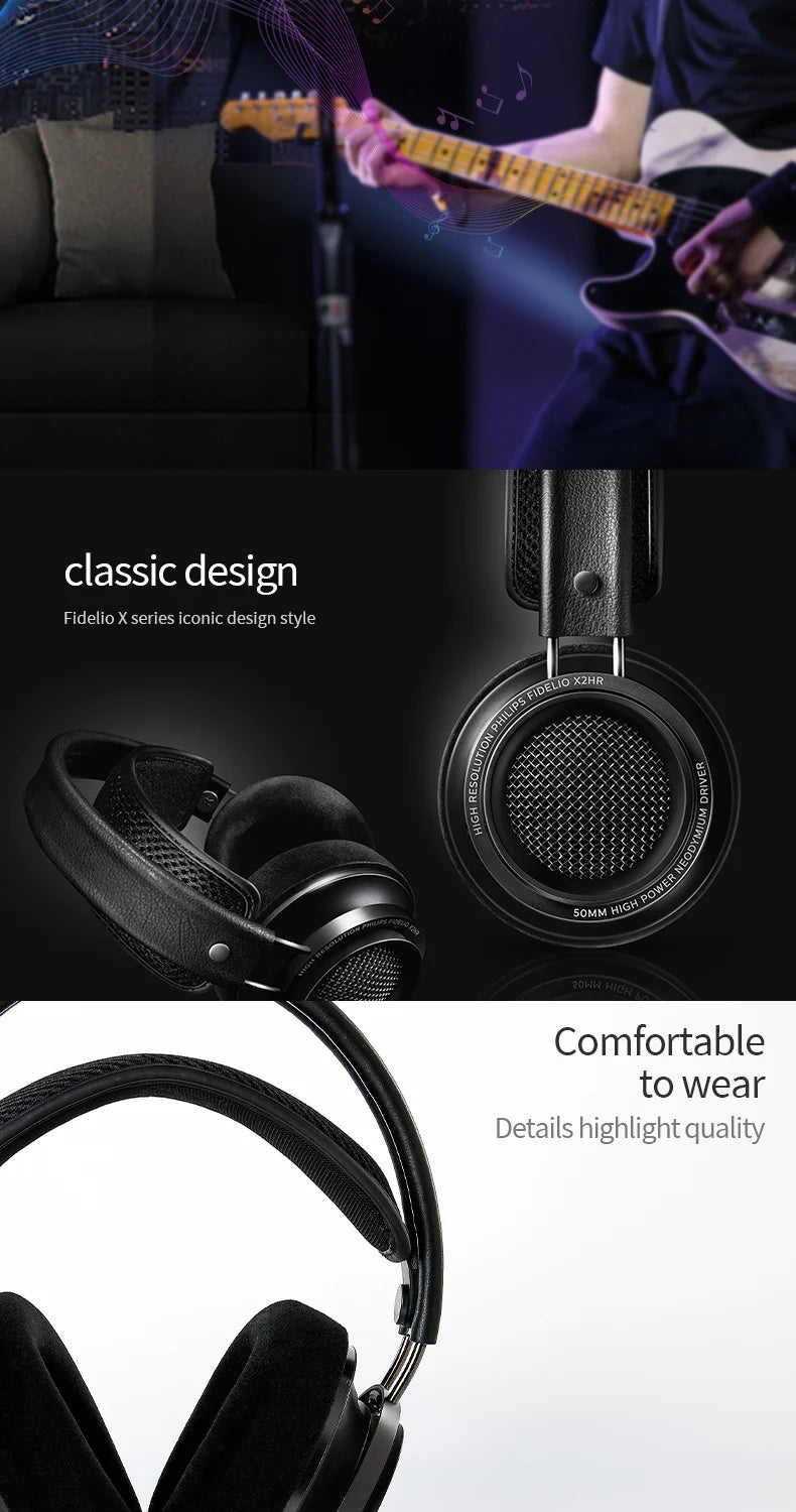 Philips Fidelio X2HR Open-Back HiFi Wired Over-Ear Headphones - Black Tidesmit