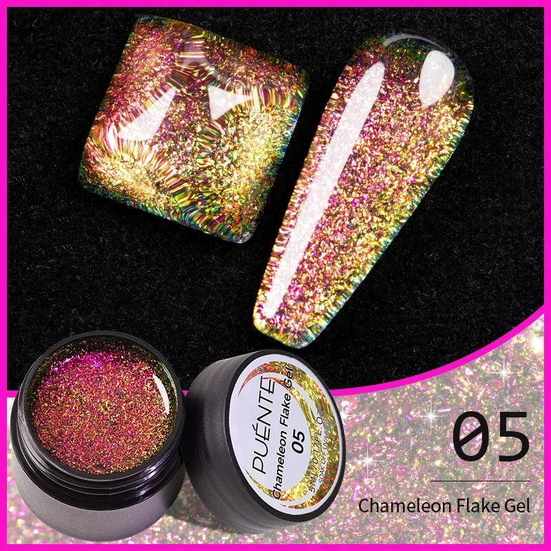 3D Sculpture Gel Nail Polish 15ml - Professional Soak Off Formula Permanent Makeup Machines Chameleon Flake 05 Tidesmit