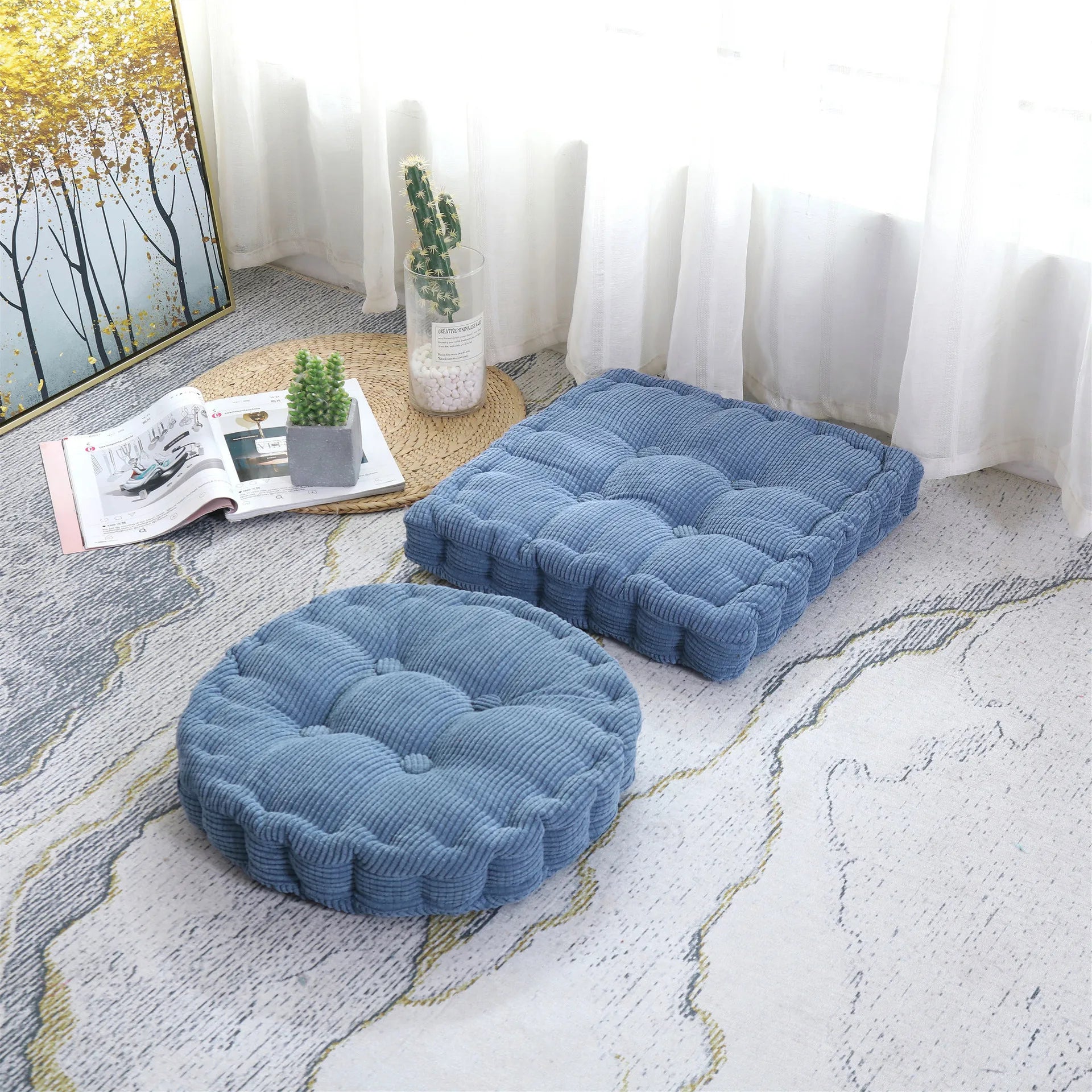 Thicken Square Round Corncob Tatami Seat Office Chair Cushion Sofa for Home Floor Decor Textile Knee Pillow Office Indoor Mat