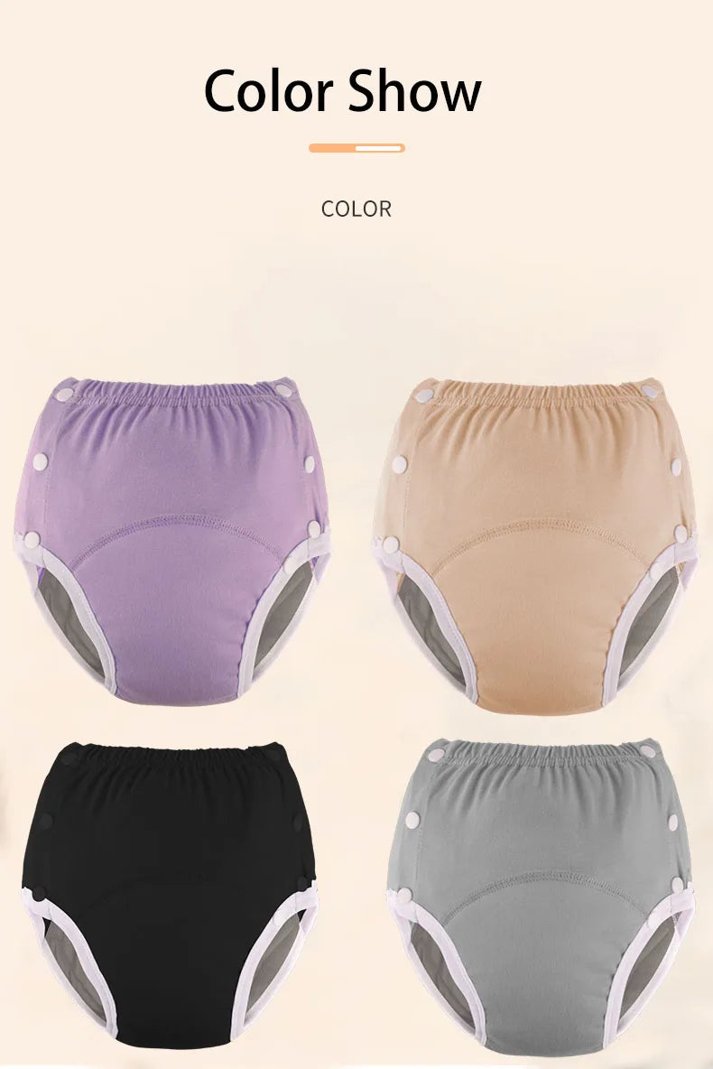 BIAI 1pc Cotton Adult Cloth Diapers Reusable Incontinence in Adult Cloth Nappies Washable Diaper Pants for Adults Teenage Gift