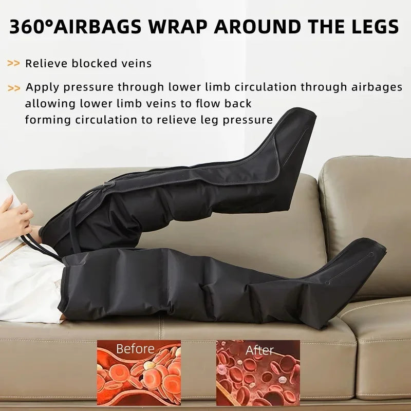 Air Pressure Leg Massager with Heat Therapy & Deep Tissue Relief Back Massage Instrument Tidesmit